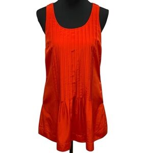 Lauren Ralph Lauren Petite 4P Orange Sleeveless Pleated Shift Mini Dress